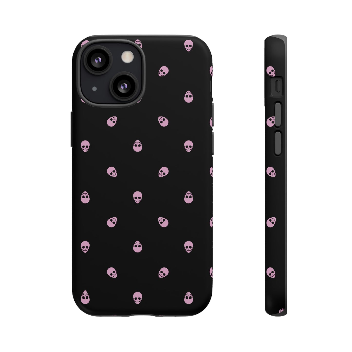 Tough Cases for Iphone, Samsung, Pixel - Fondant Pink Skulls Pattern on Black