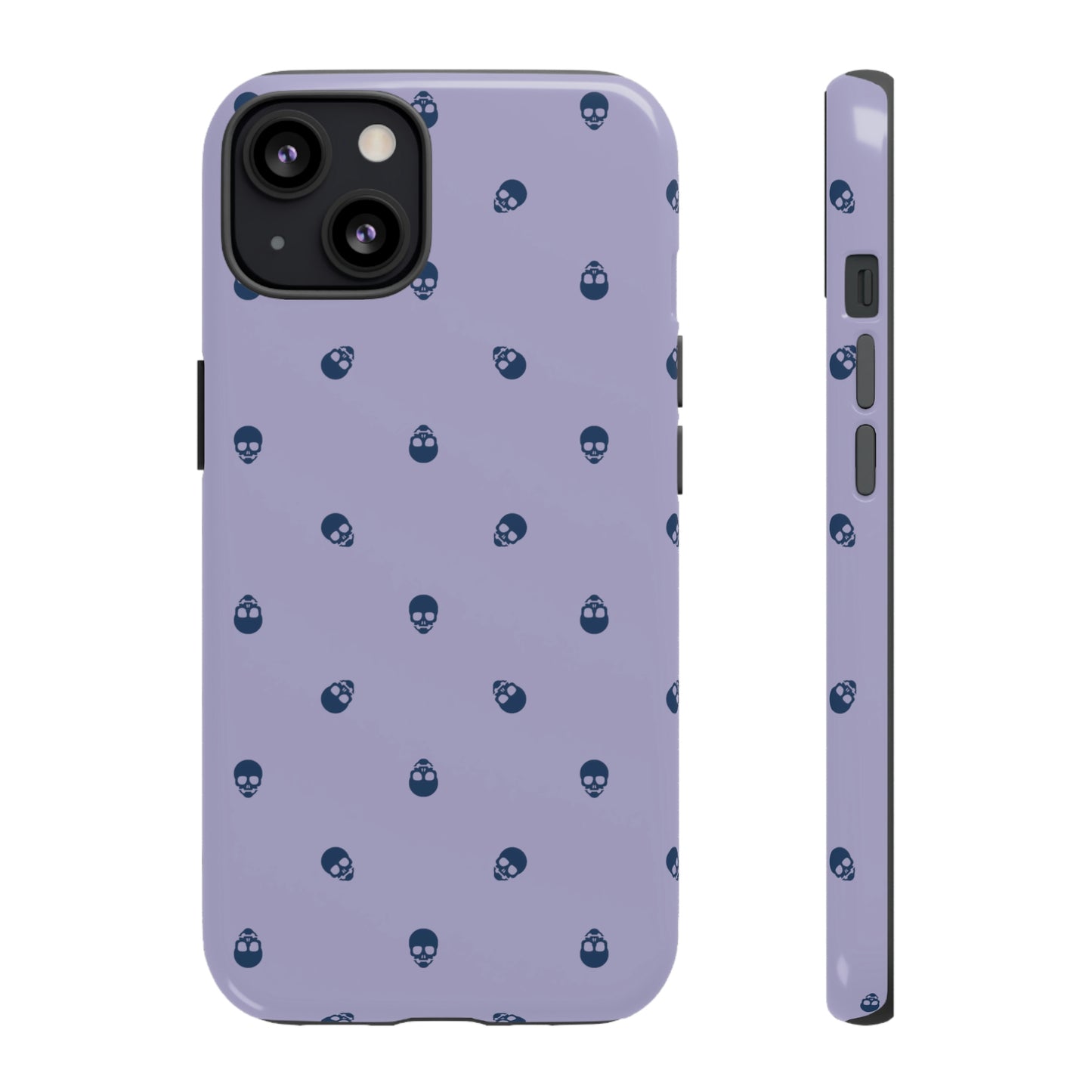 Tough Cases for Iphone, Samsung, Pixel - Lazuli Blue Skulls Pattern on Digital Lavender