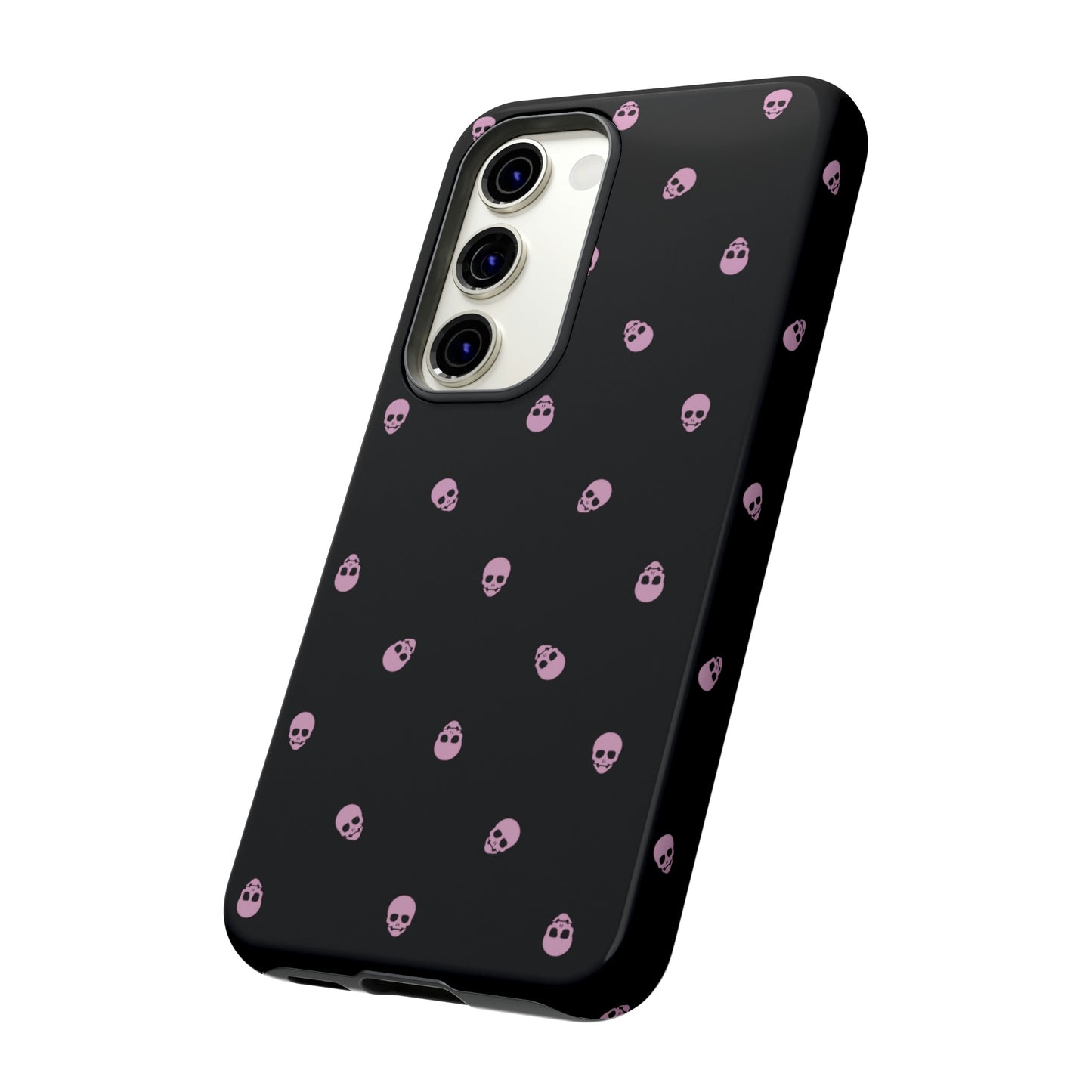 Tough Cases for Iphone, Samsung, Pixel - Fondant Pink Skulls Pattern on Black