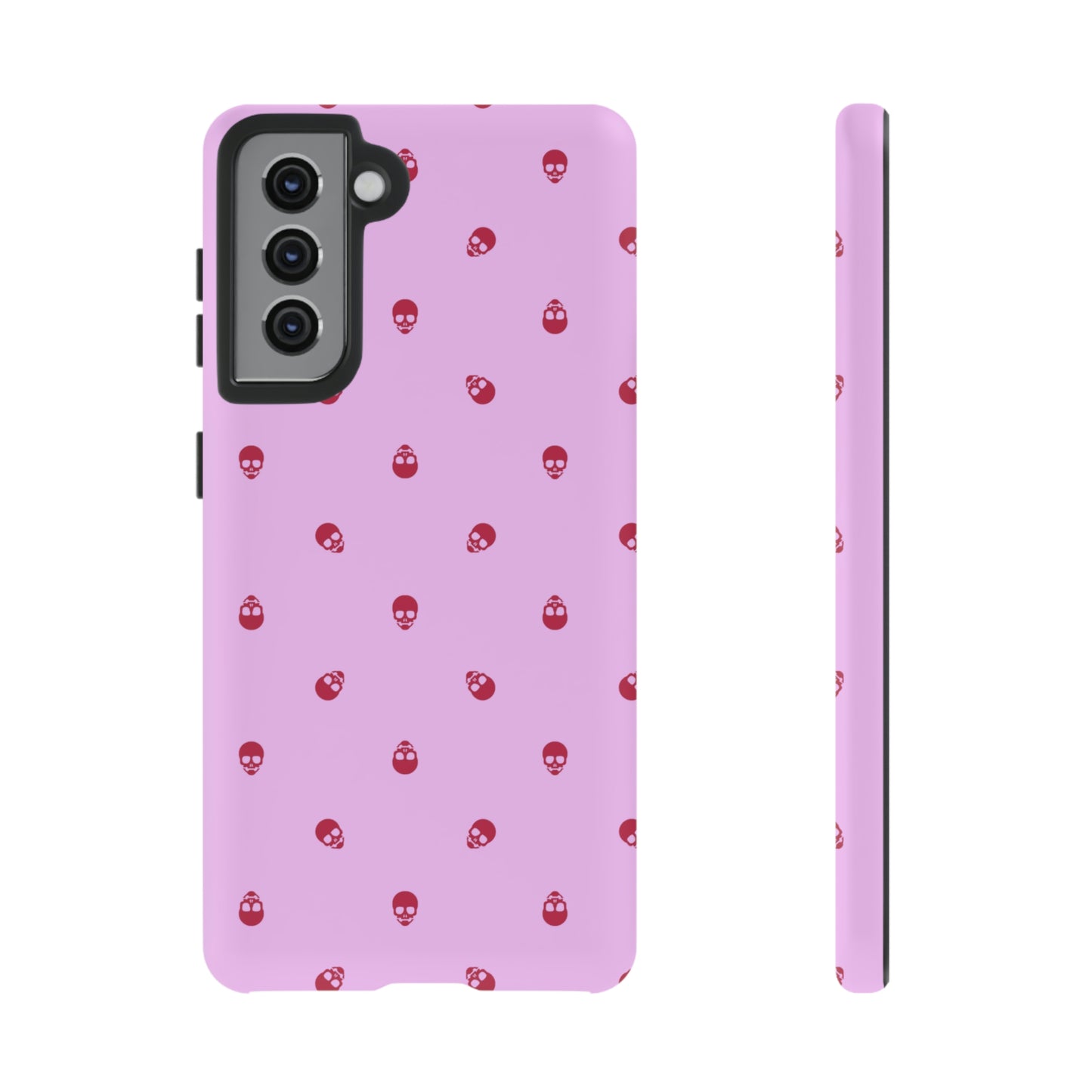 Tough Cases for Iphone, Samsung, Pixel - Viva Magenta Skulls Pattern on Fondant Pink