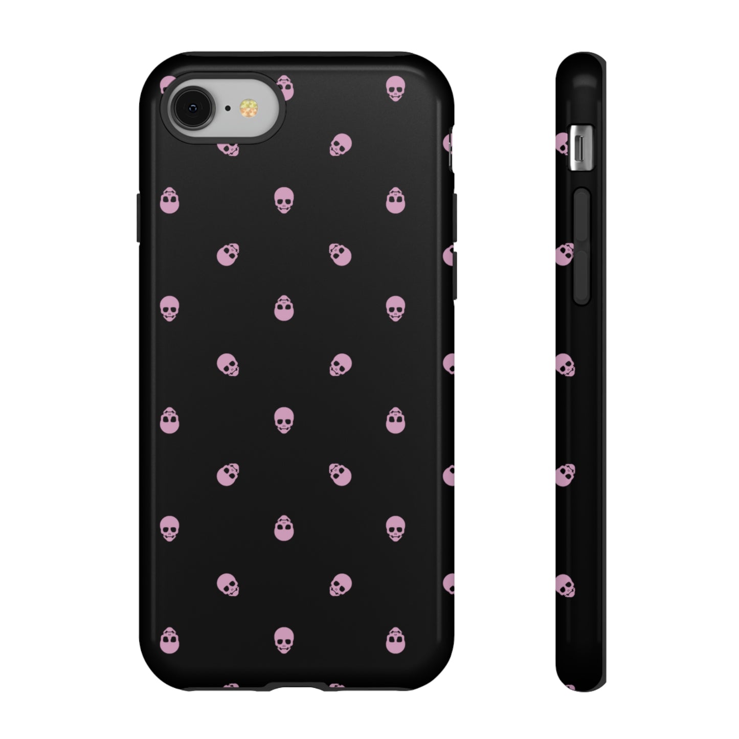 Tough Cases for Iphone, Samsung, Pixel - Fondant Pink Skulls Pattern on Black