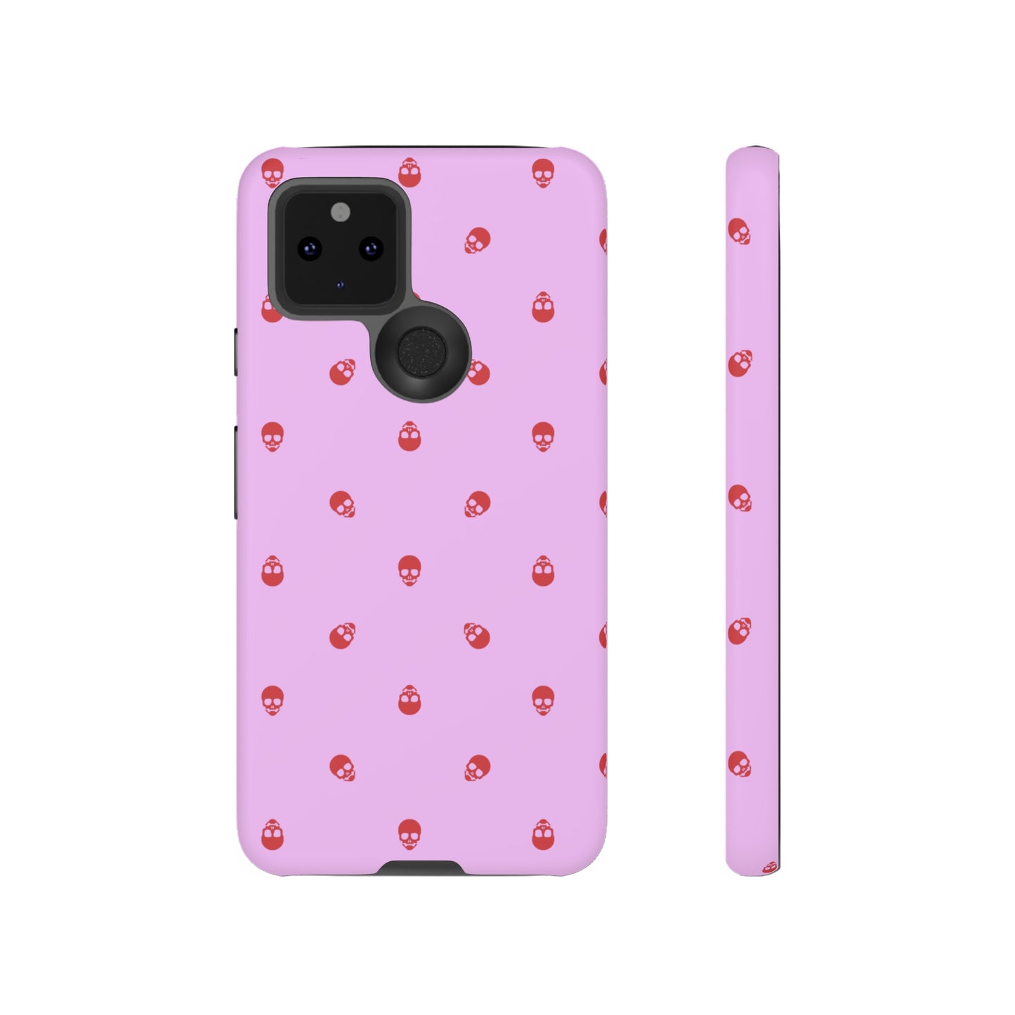 Tough Cases for Iphone, Samsung, Pixel - Luscious Red Skulls on Fondant Pink