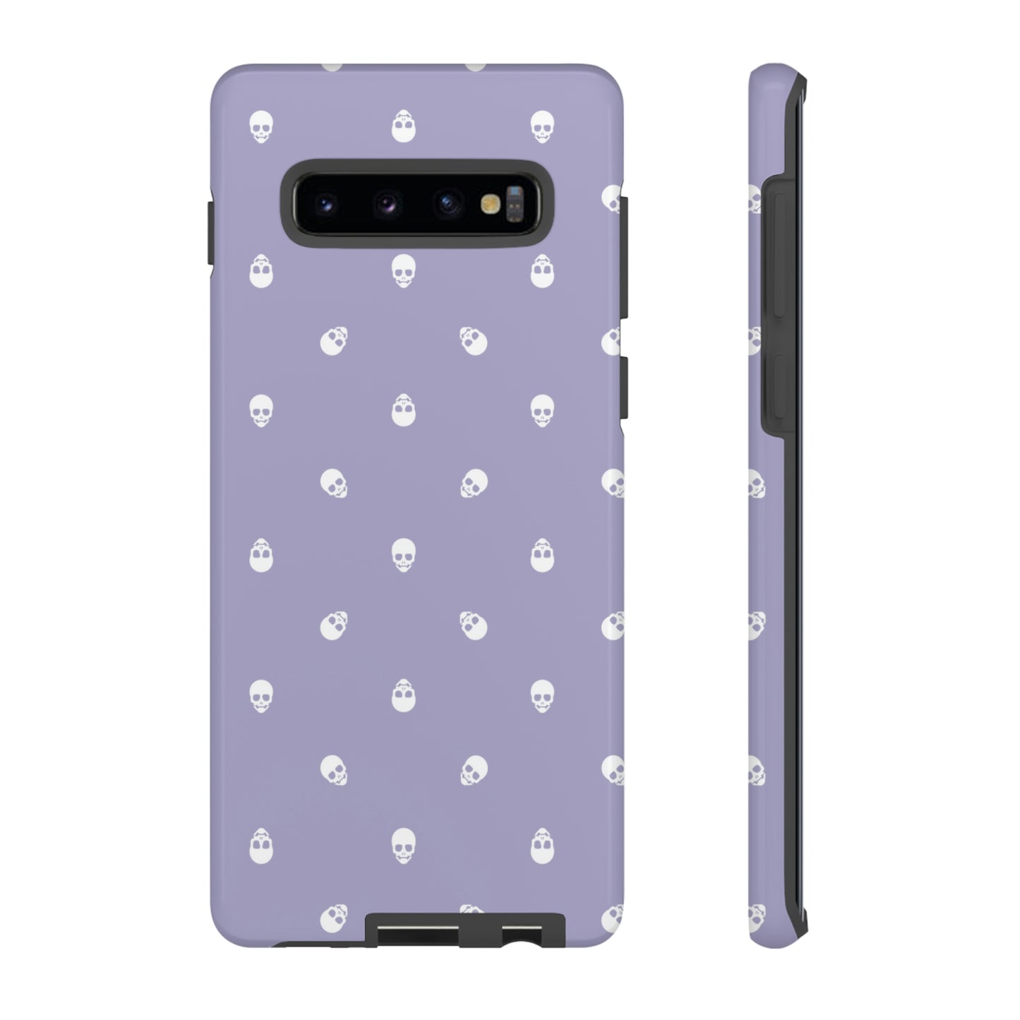 Tough Cases for Iphone, Samsung, Pixel - White Skulls Pattern on Digital Lavender