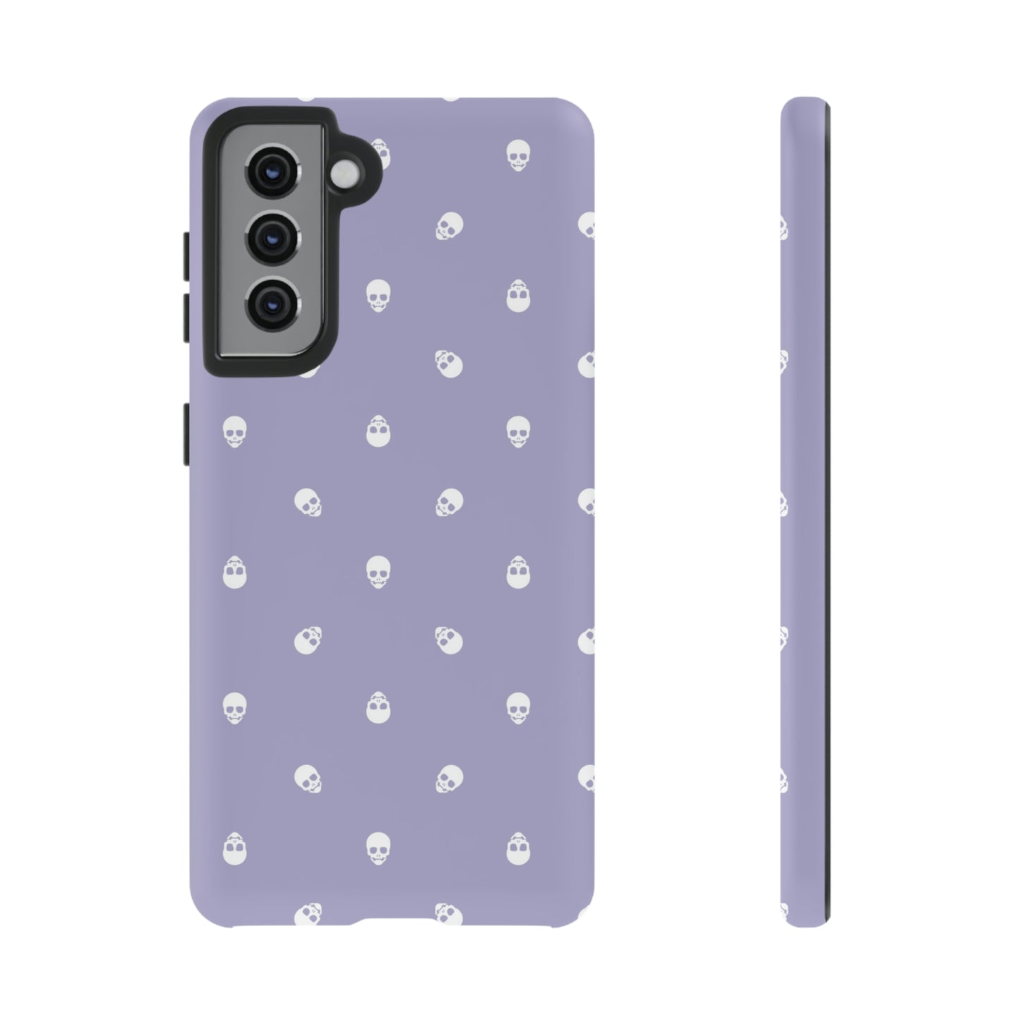 Tough Cases for Iphone, Samsung, Pixel - White Skulls Pattern on Digital Lavender