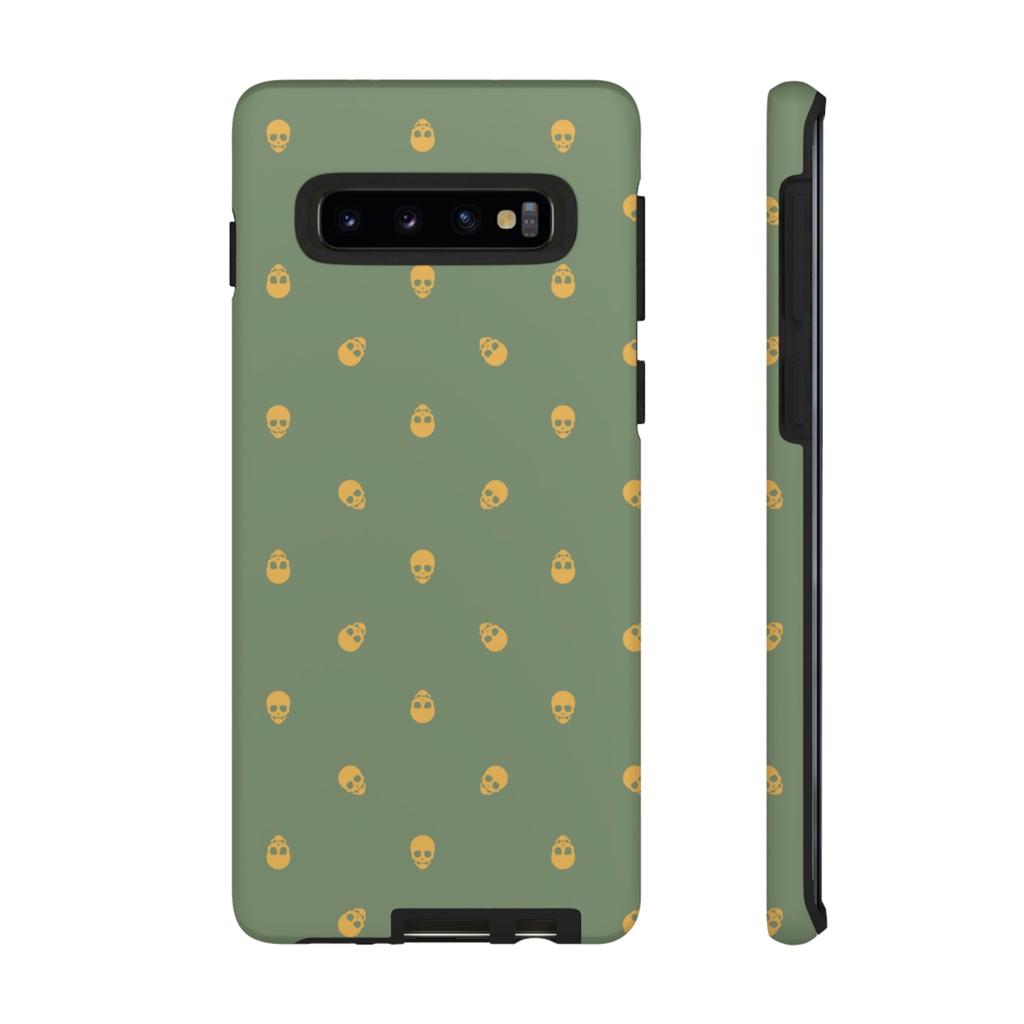 Tough Cases for Iphone, Samsung, Pixel - Sundial Skulls Pattern on Jade Green