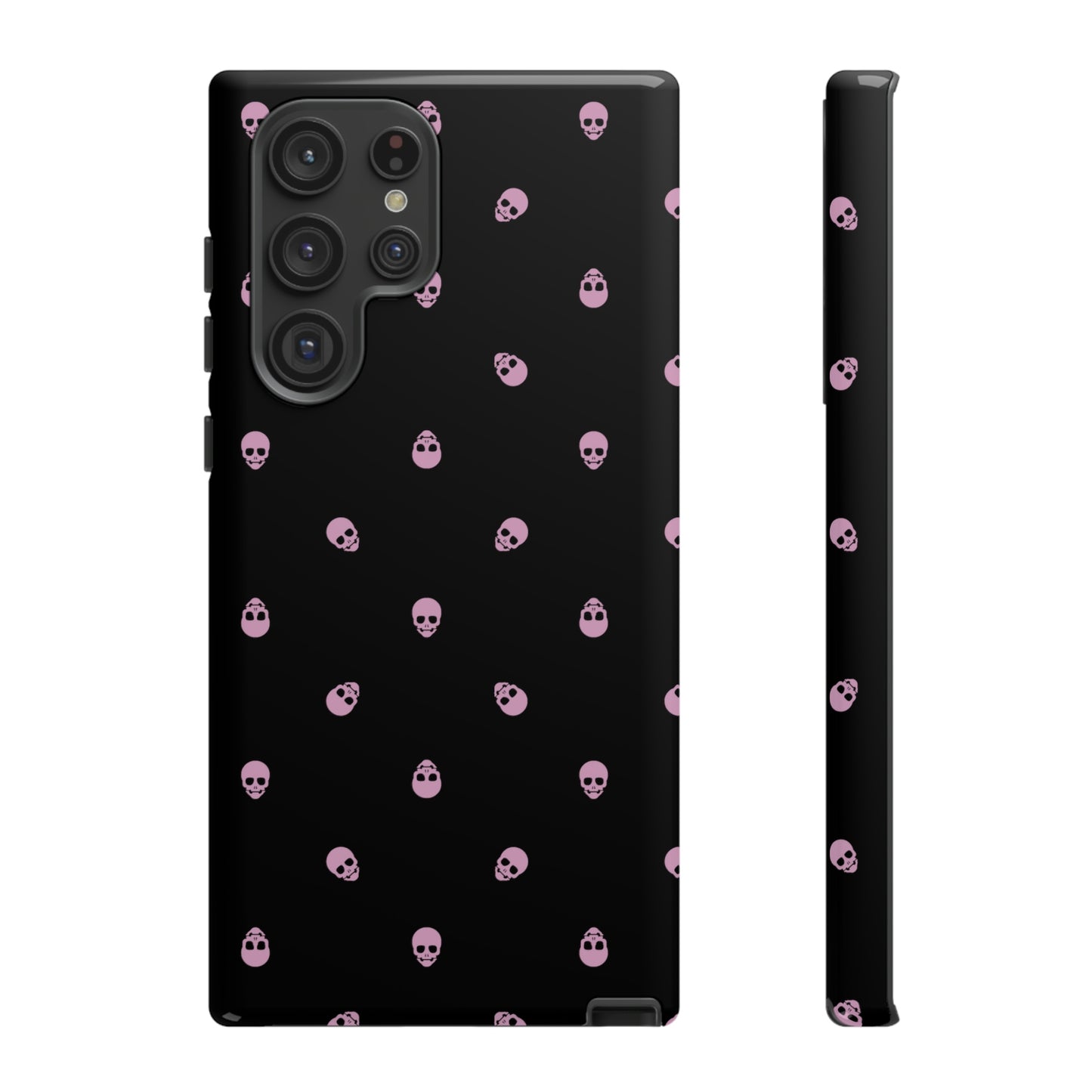 Tough Cases for Iphone, Samsung, Pixel - Fondant Pink Skulls Pattern on Black