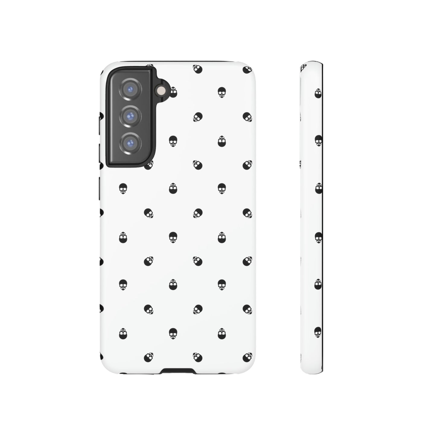 Tough Cases for Iphone, Samsung, Pixel - Black Skull Pattern on White