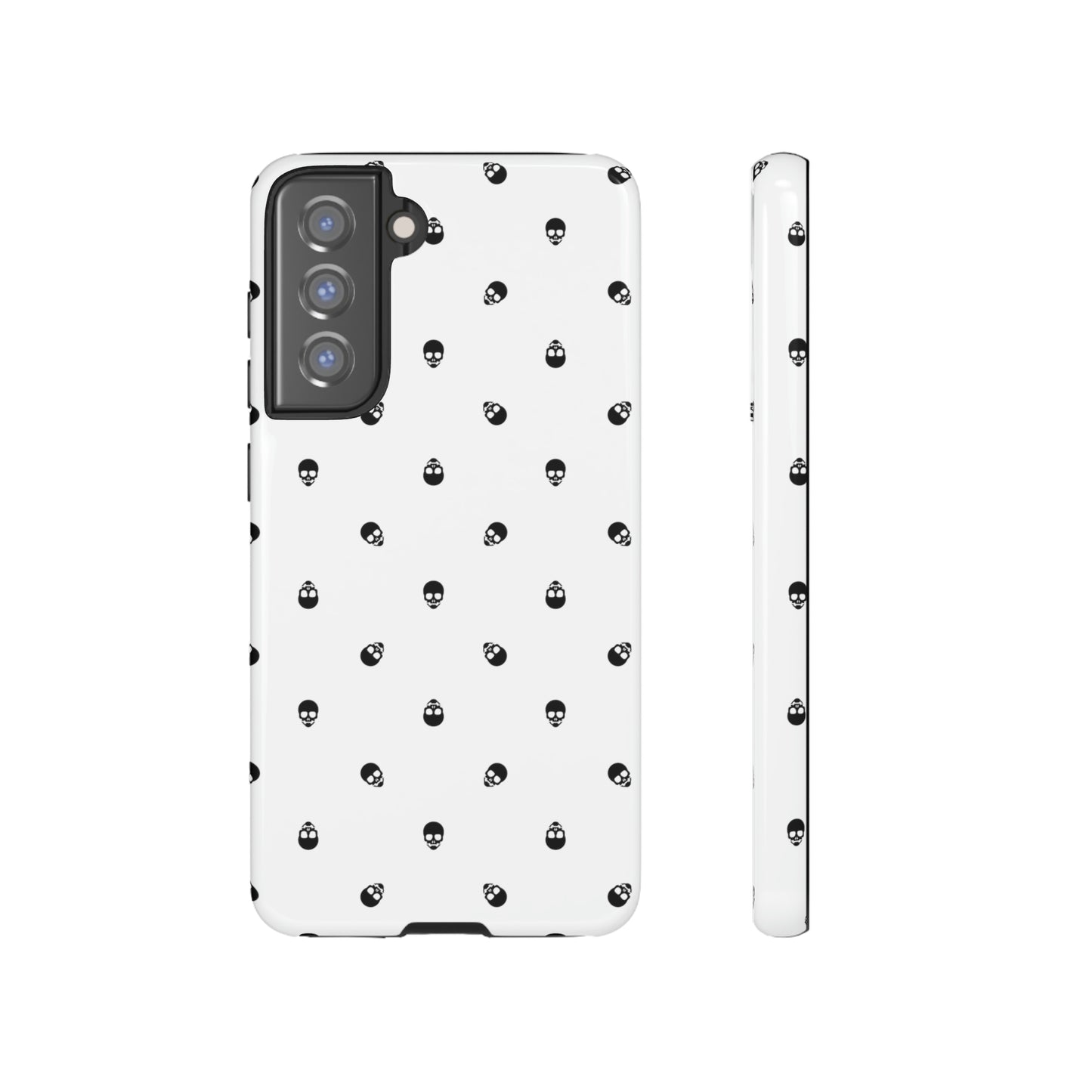 Tough Cases for Iphone, Samsung, Pixel - Black Skull Pattern on White