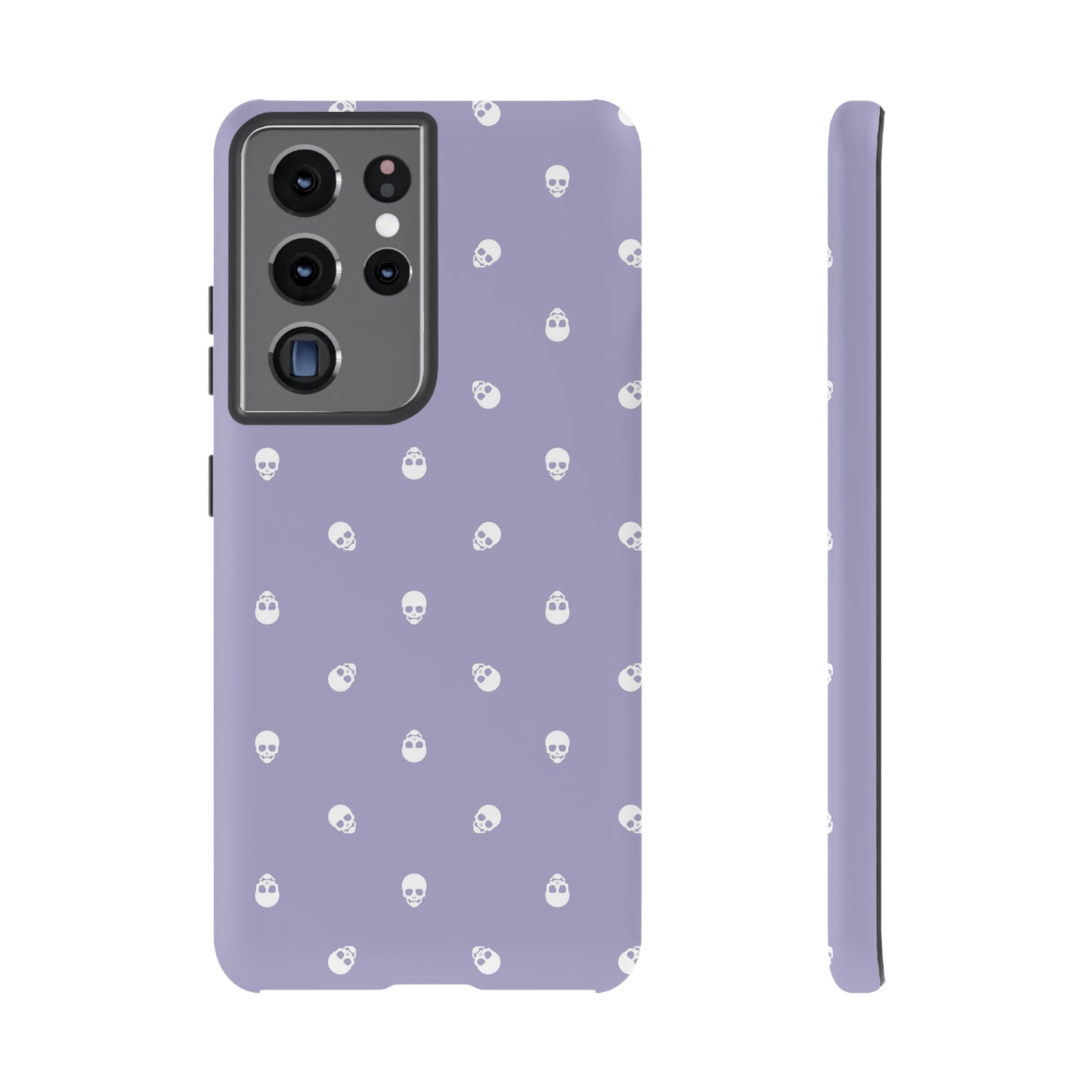 Tough Cases for Iphone, Samsung, Pixel - White Skulls Pattern on Digital Lavender