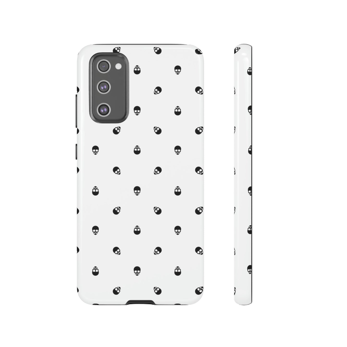 Tough Cases for Iphone, Samsung, Pixel - Black Skull Pattern on White