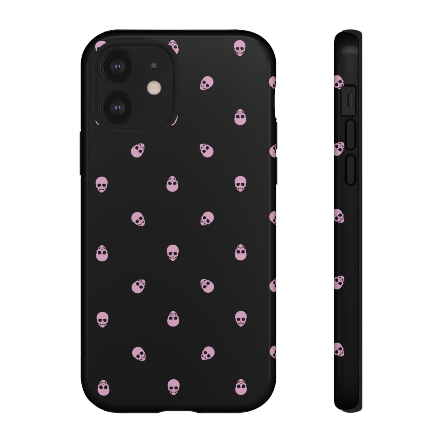 Tough Cases for Iphone, Samsung, Pixel - Fondant Pink Skulls Pattern on Black