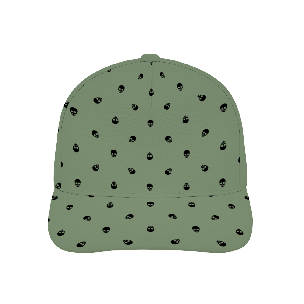 Jade Green with Black Skulls Baseball Cap