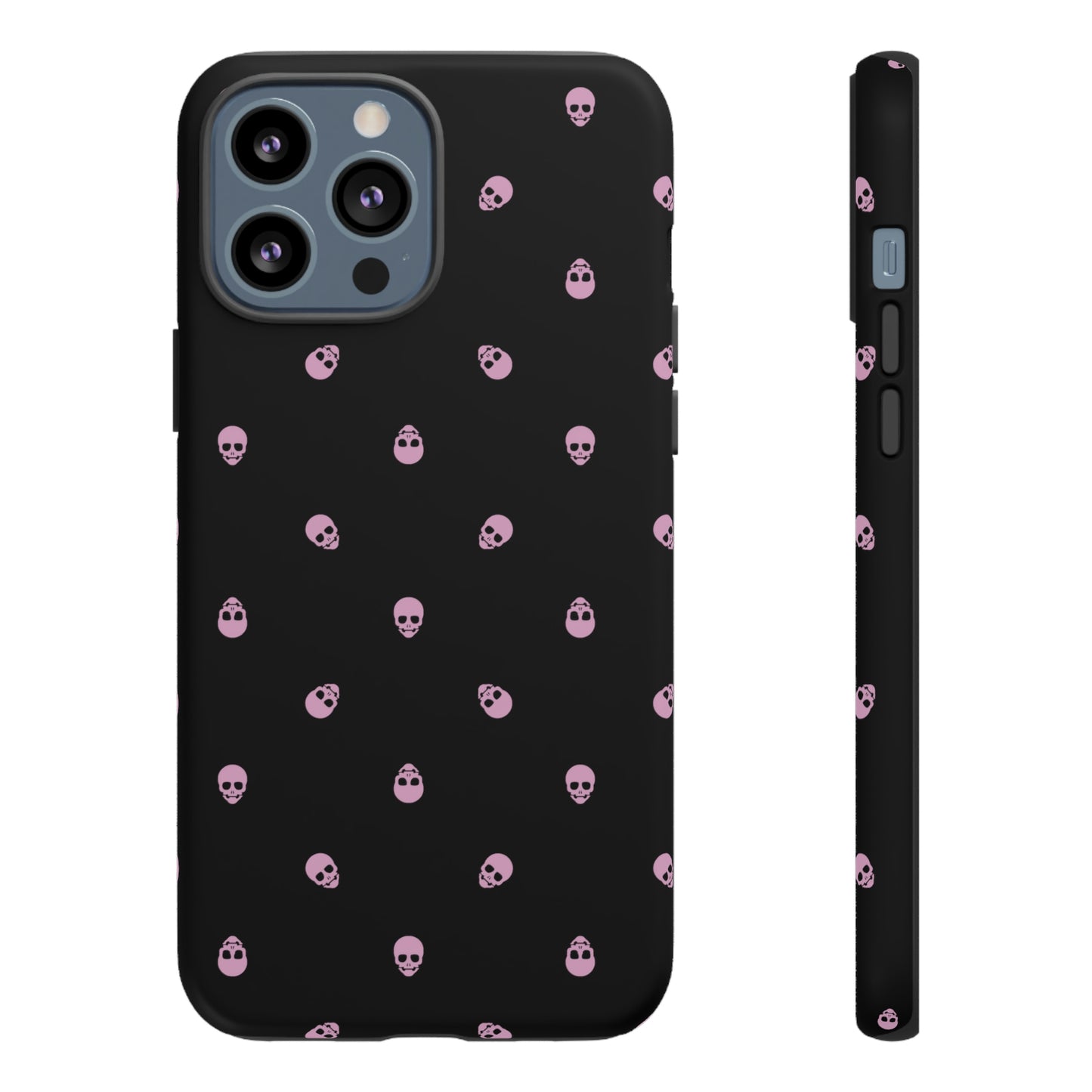 Tough Cases for Iphone, Samsung, Pixel - Fondant Pink Skulls Pattern on Black