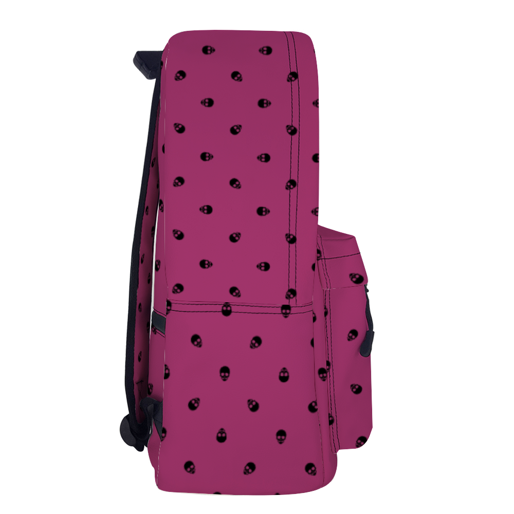 Backpack in Viva Magenta with Black Skull Pattern