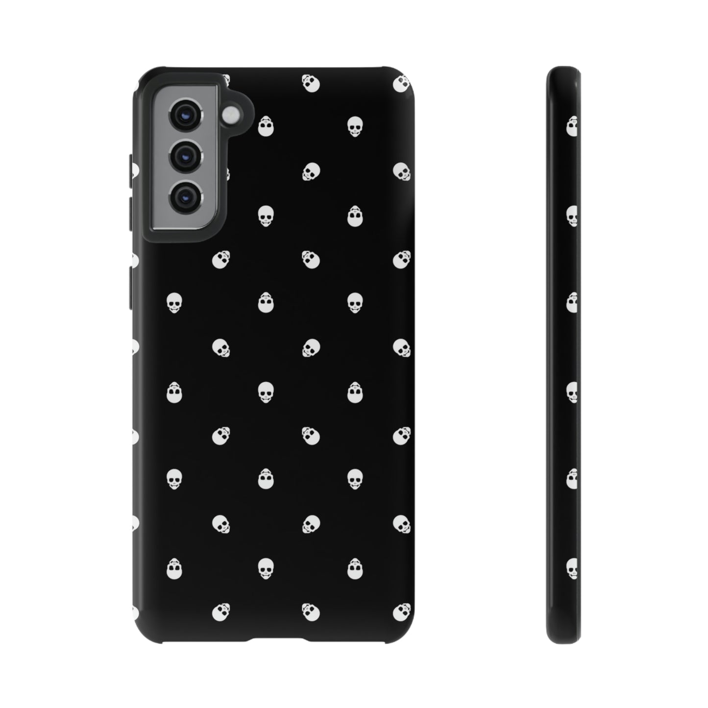 Tough Cases for Iphone, Samsung, Pixel - White Skulls on Black