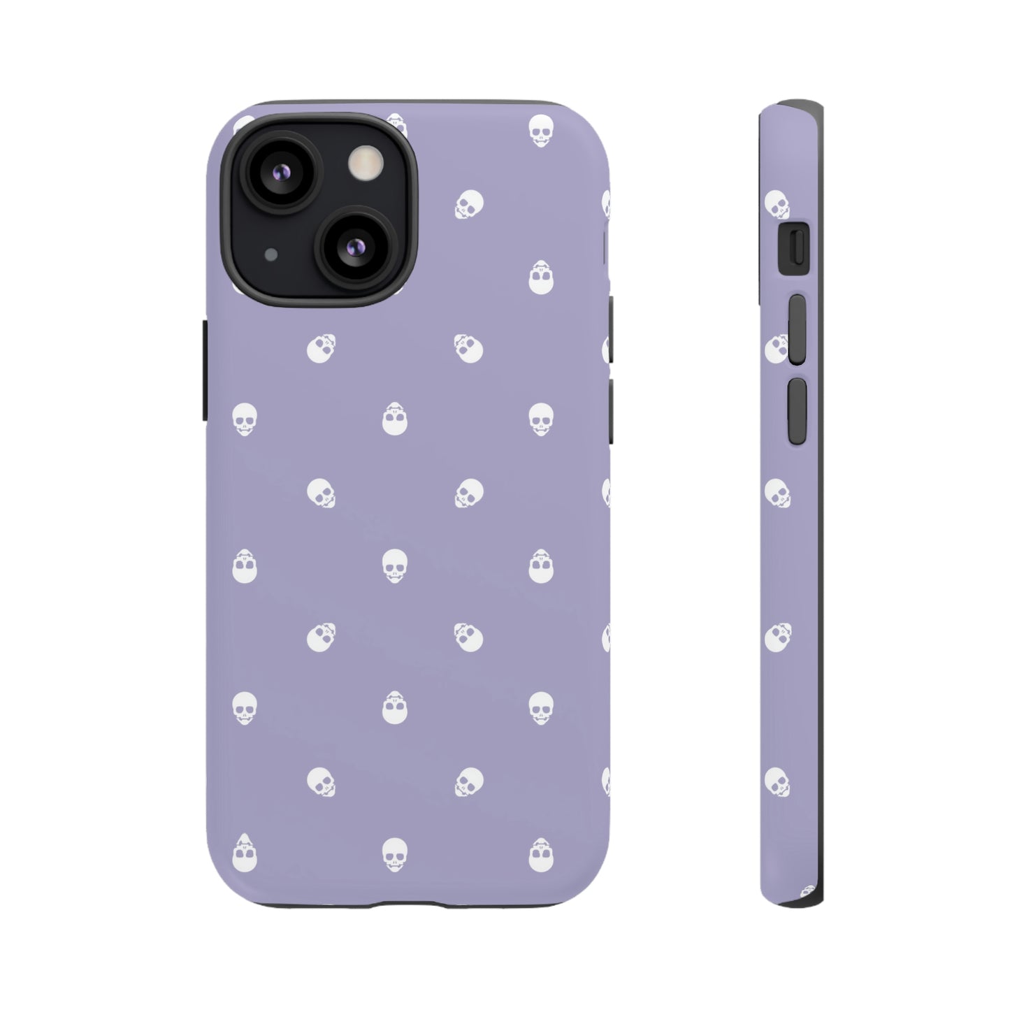 Tough Cases for Iphone, Samsung, Pixel - White Skulls Pattern on Digital Lavender