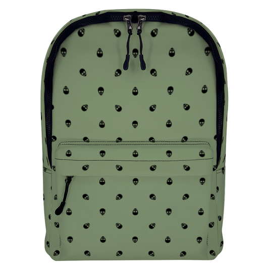 Backpack in Jade Green with Black Skull Pattern