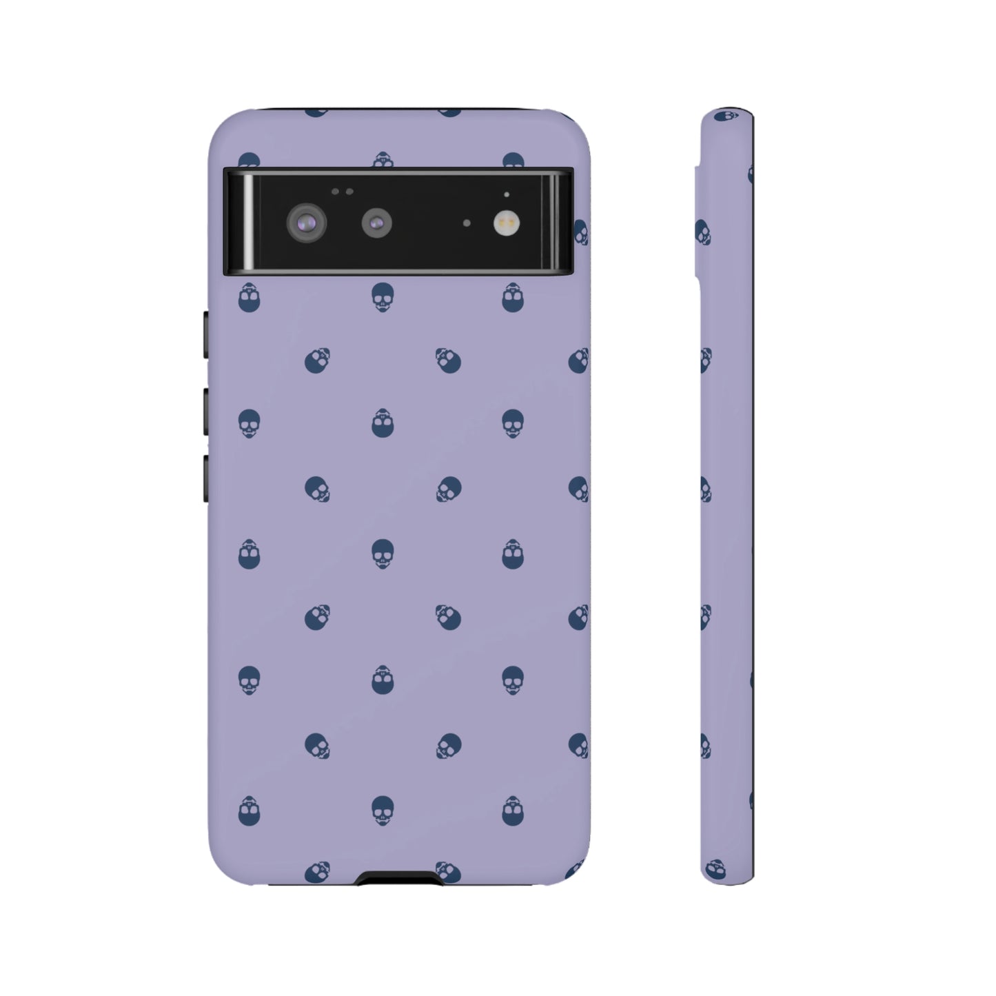 Tough Cases for Iphone, Samsung, Pixel - Lazuli Blue Skulls Pattern on Digital Lavender