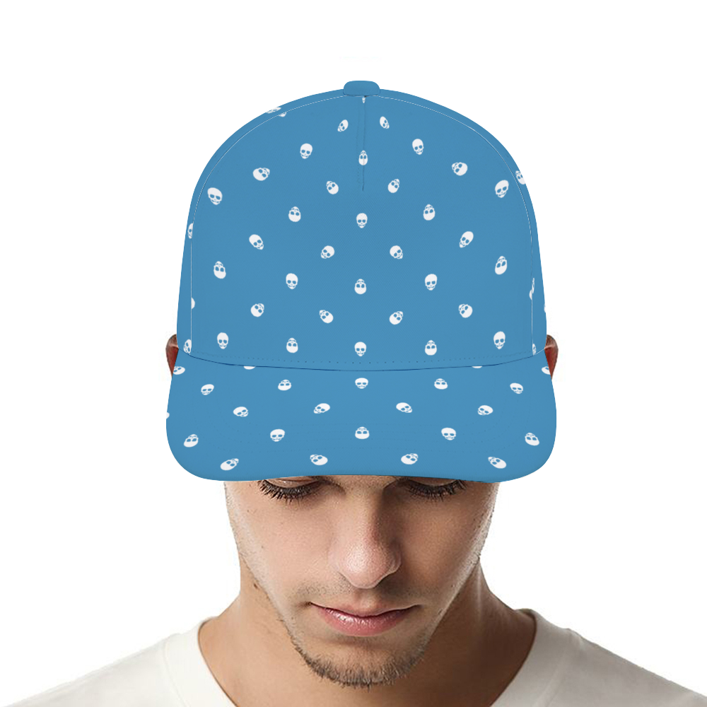 Tranquil Blue with White Skulls Baseball Cap