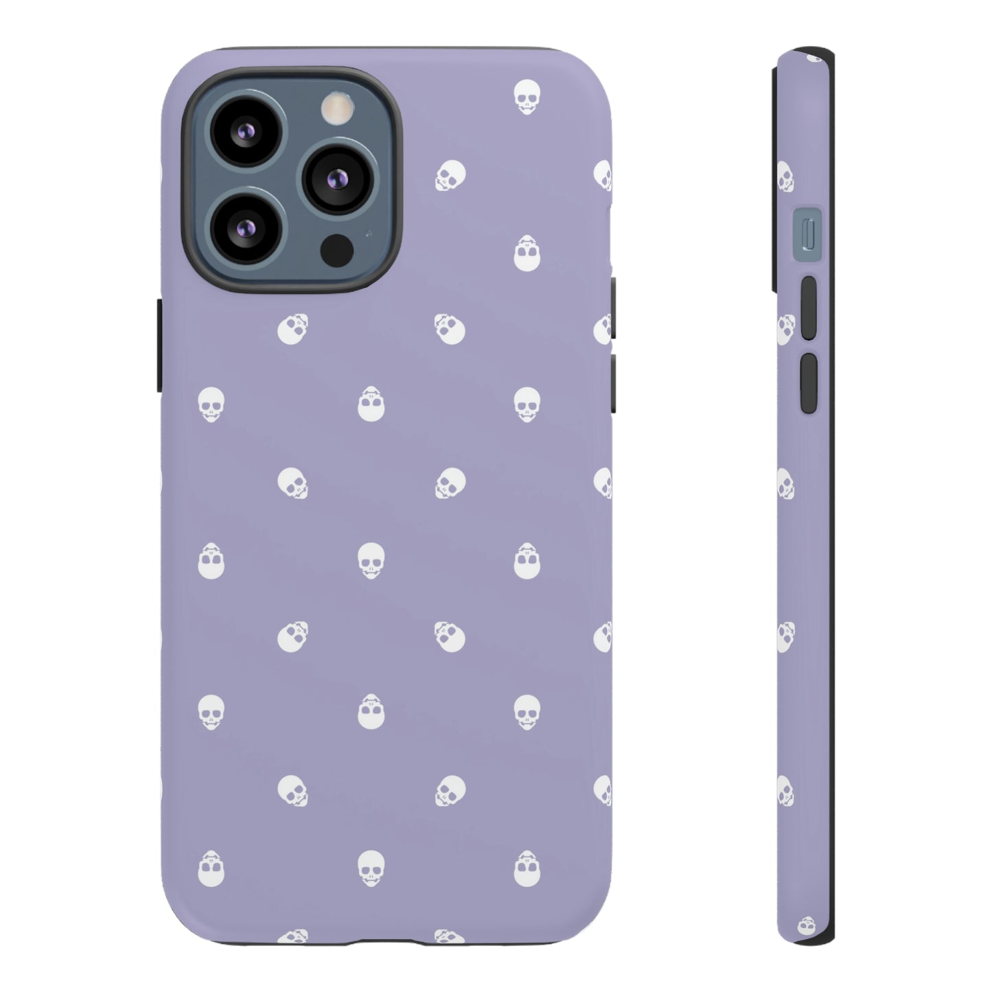 Tough Cases for Iphone, Samsung, Pixel - White Skulls Pattern on Digital Lavender