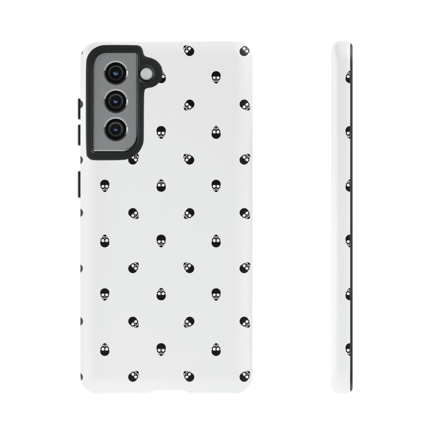 Tough Cases for Iphone, Samsung, Pixel - Black Skull Pattern on White