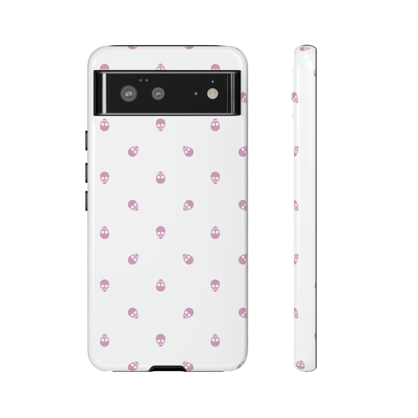 Tough Cases for Iphone, Samsung, Pixel - Fondant Pink Skull Pattern on White