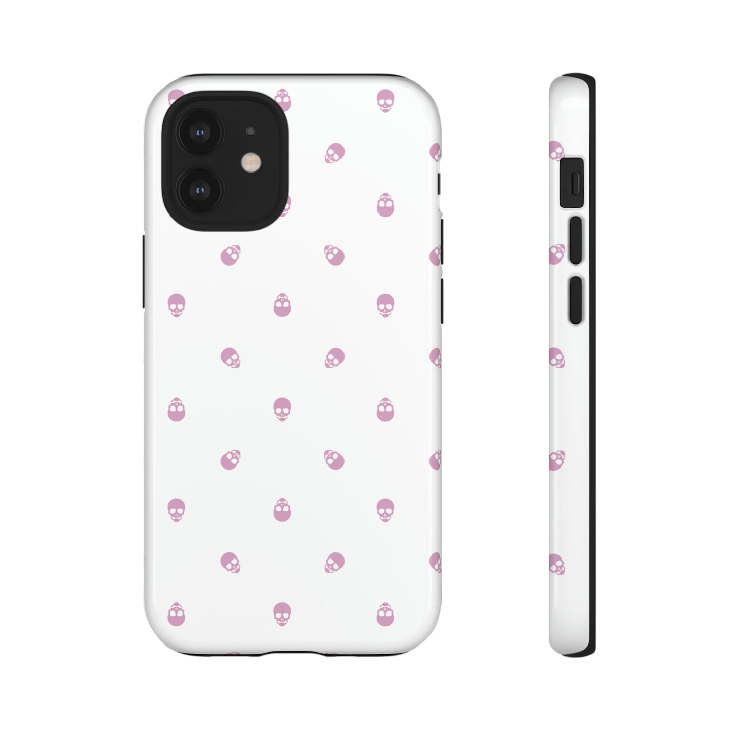 Tough Cases for Iphone, Samsung, Pixel - Fondant Pink Skull Pattern on White