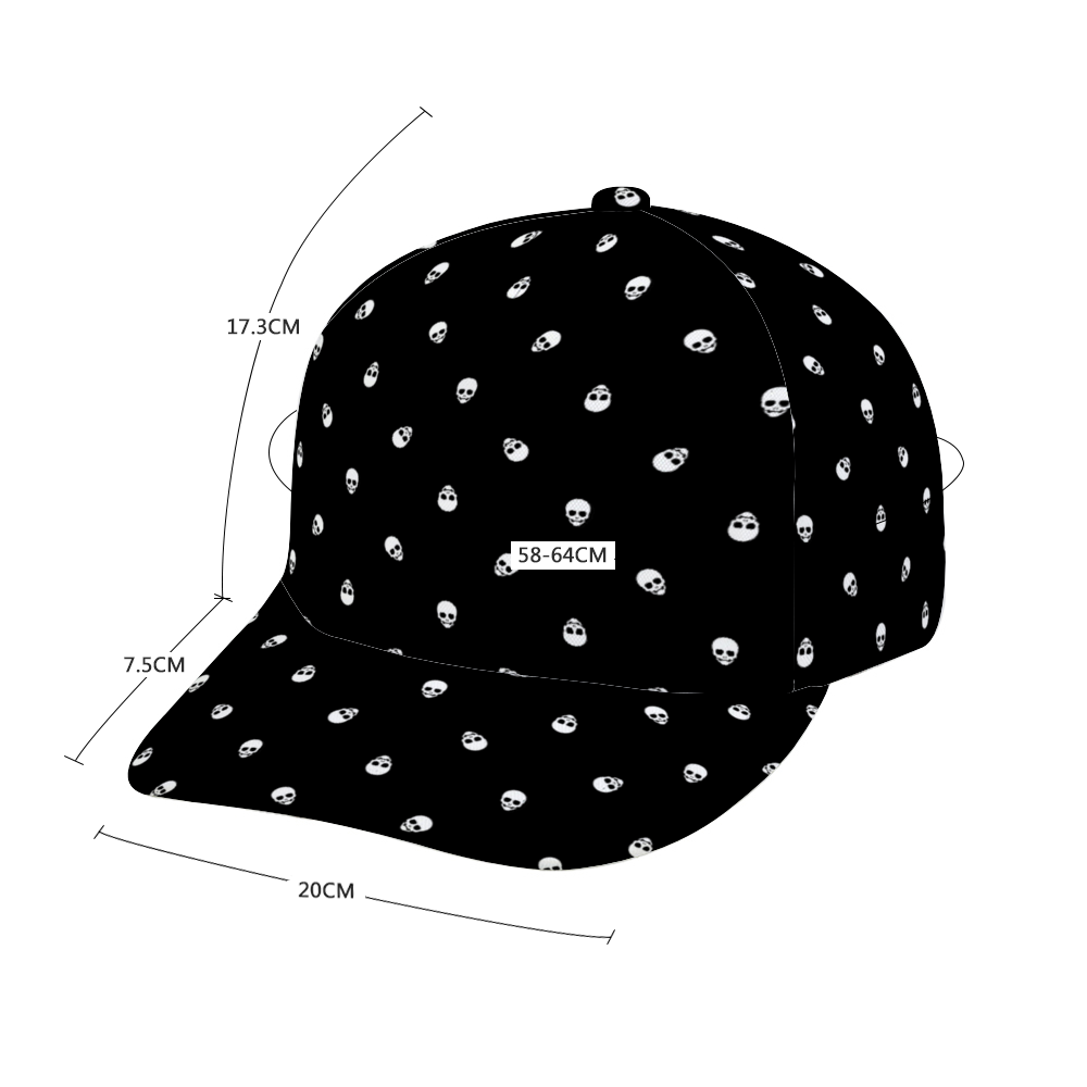 Black with White Skulls Baseball Cap