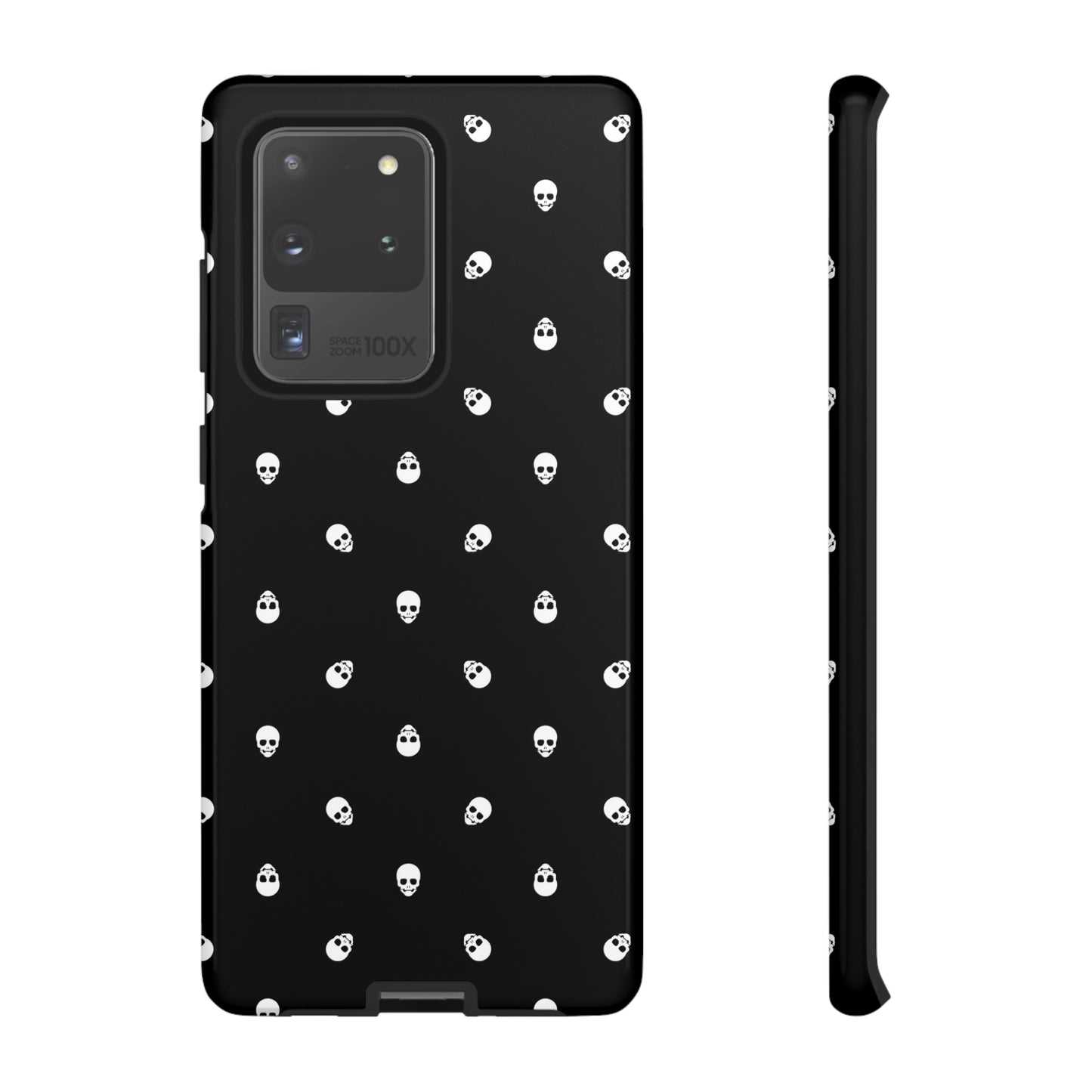 Tough Cases for Iphone, Samsung, Pixel - White Skulls on Black