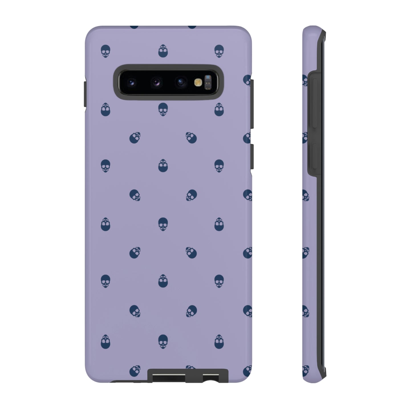 Tough Cases for Iphone, Samsung, Pixel - Lazuli Blue Skulls Pattern on Digital Lavender