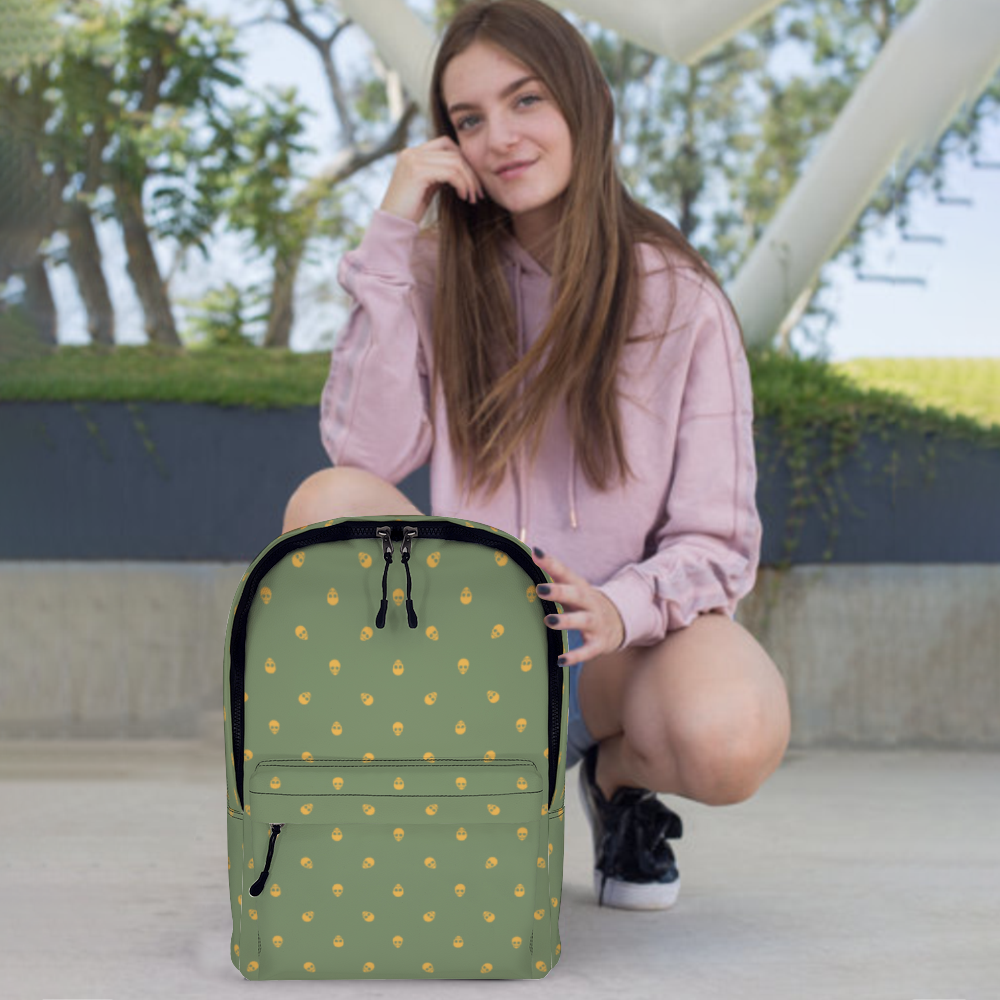 Backpack in Jade Green with Honeycomb Skull Pattern