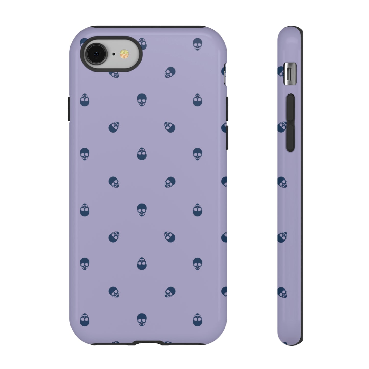 Tough Cases for Iphone, Samsung, Pixel - Lazuli Blue Skulls Pattern on Digital Lavender