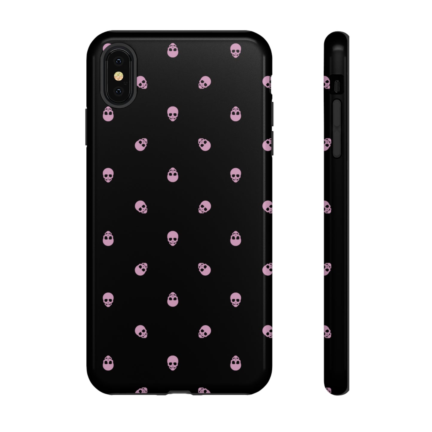 Tough Cases for Iphone, Samsung, Pixel - Fondant Pink Skulls Pattern on Black