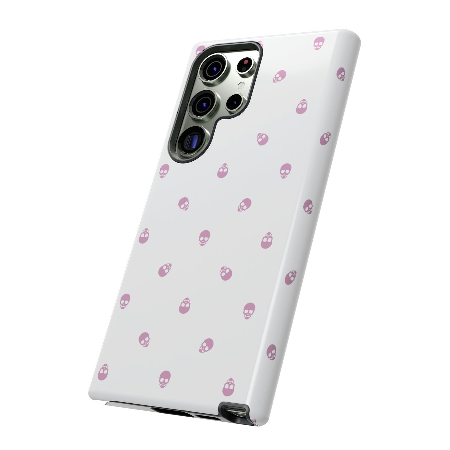 Tough Cases for Iphone, Samsung, Pixel - Fondant Pink Skull Pattern on White