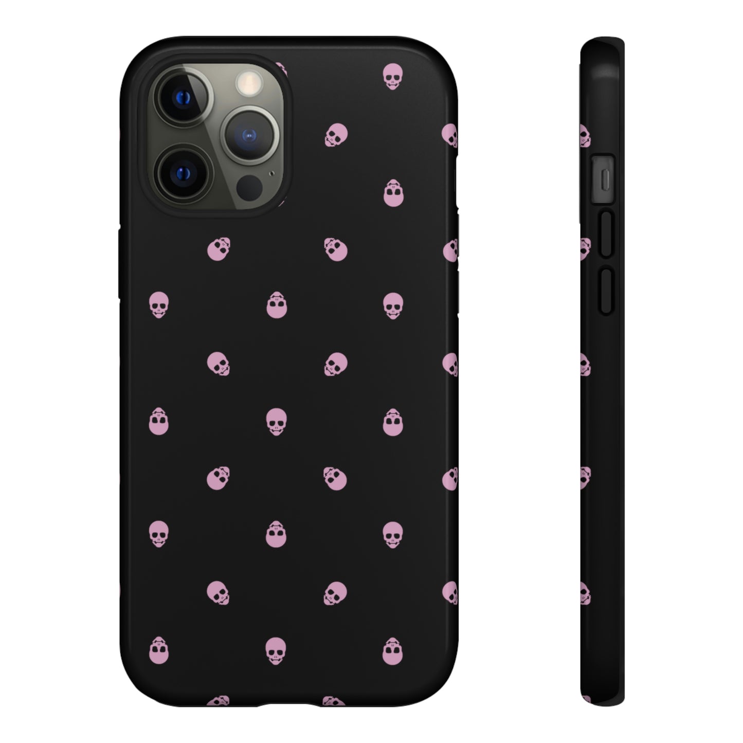 Tough Cases for Iphone, Samsung, Pixel - Fondant Pink Skulls Pattern on Black