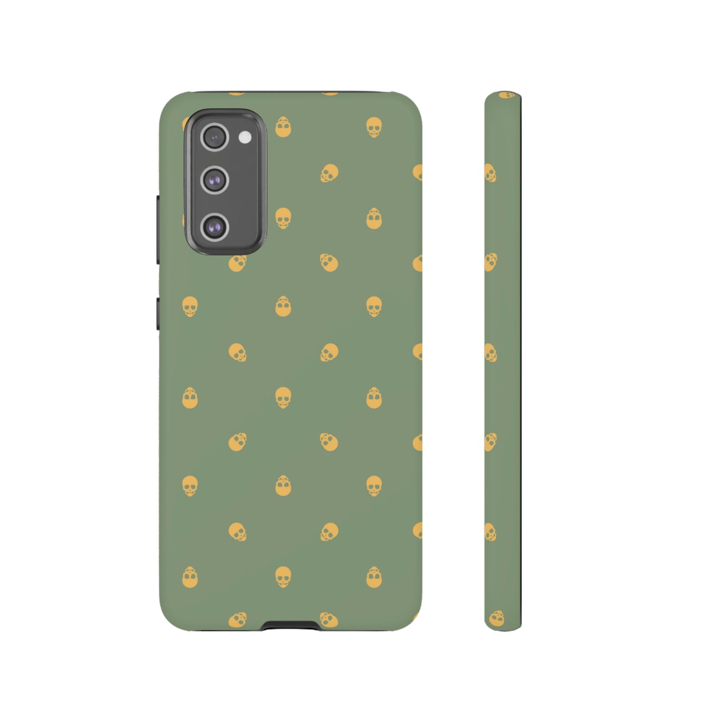 Tough Cases for Iphone, Samsung, Pixel - Sundial Skulls Pattern on Jade Green