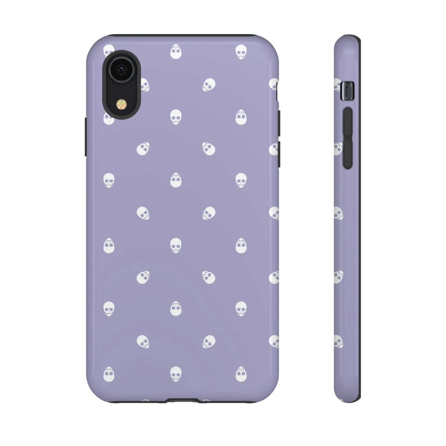 Tough Cases for Iphone, Samsung, Pixel - White Skulls Pattern on Digital Lavender