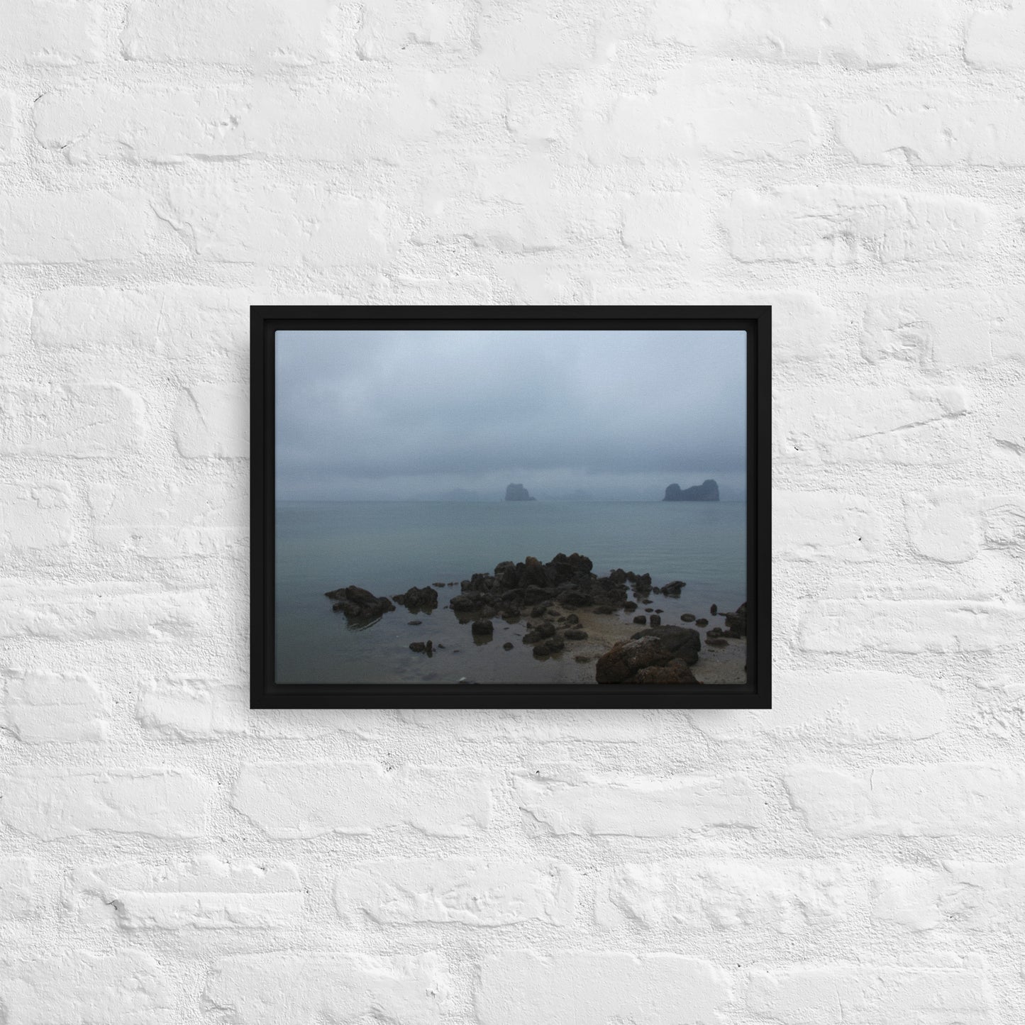 Foggy Bay scene Framed canvas