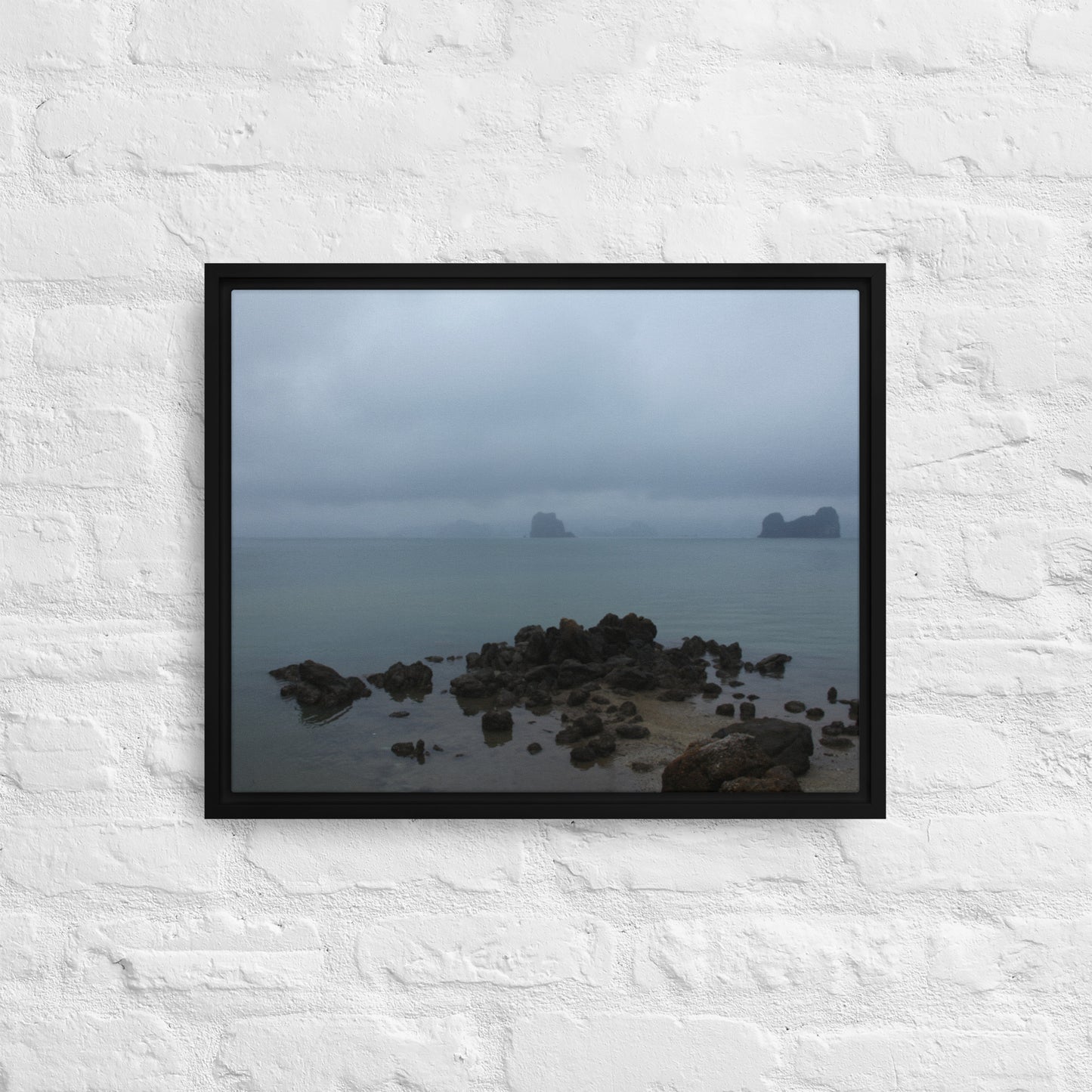 Foggy Bay scene Framed canvas