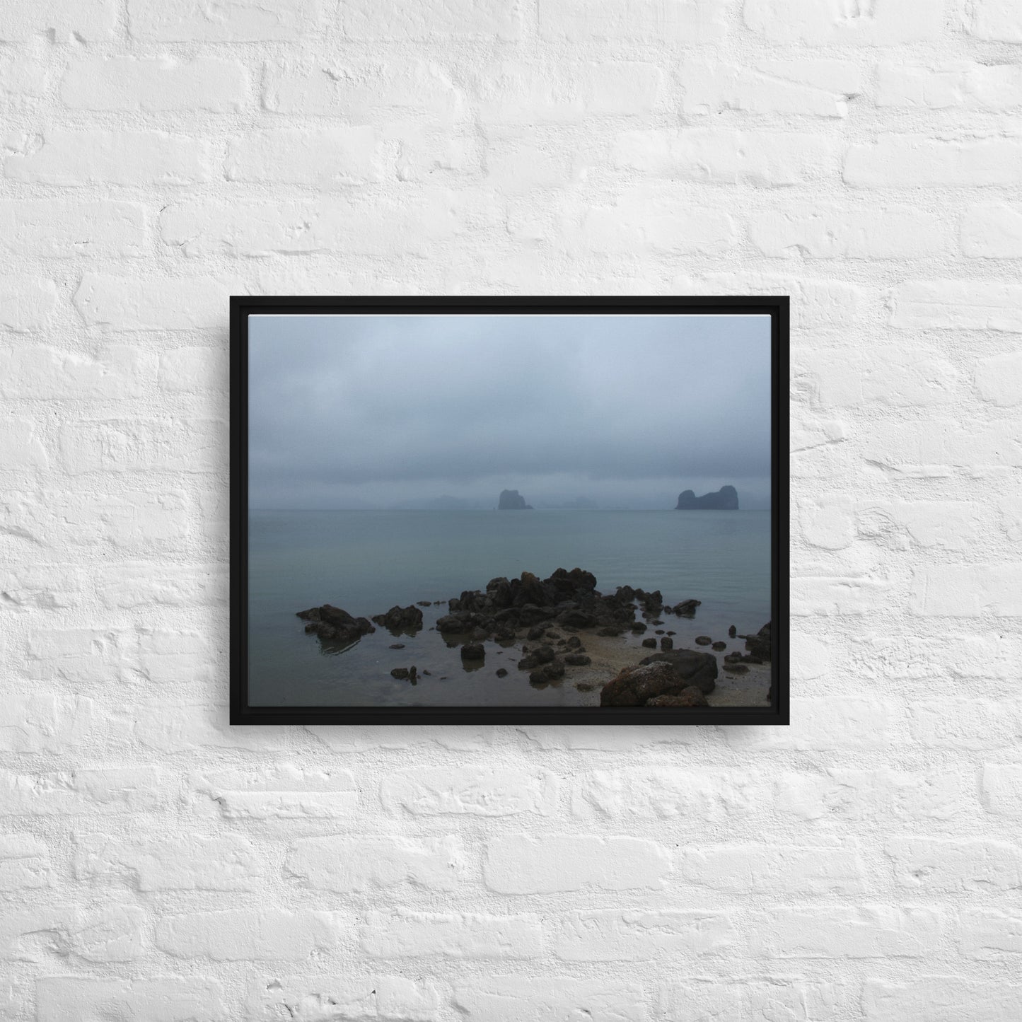 Foggy Bay scene Framed canvas