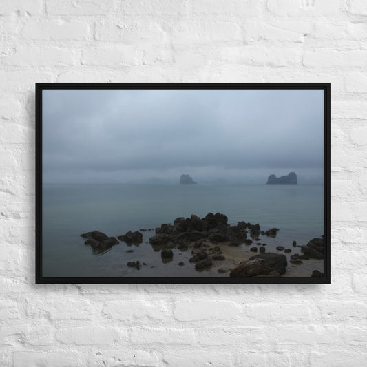 Foggy Bay scene Framed canvas