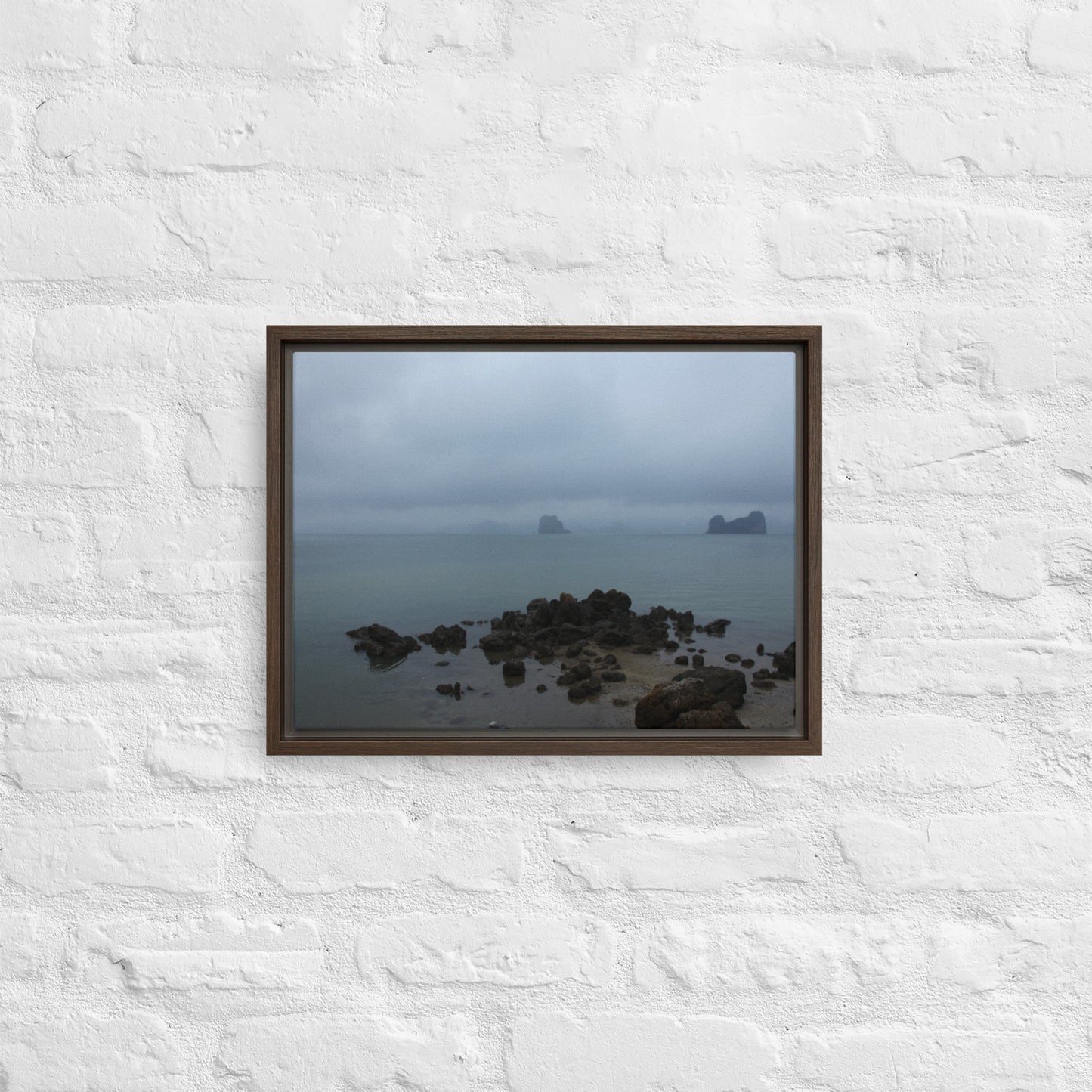 Foggy Bay scene Framed canvas