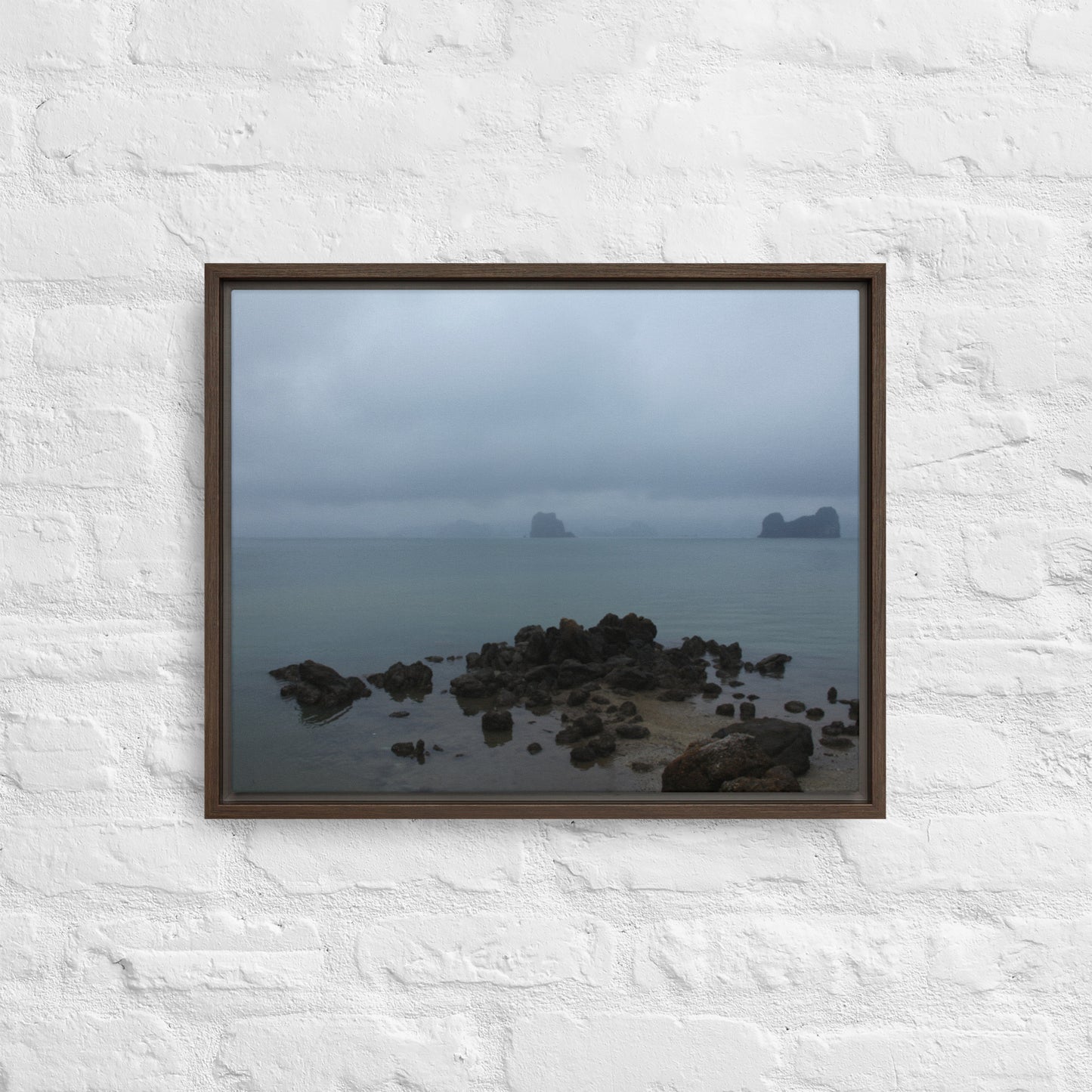 Foggy Bay scene Framed canvas